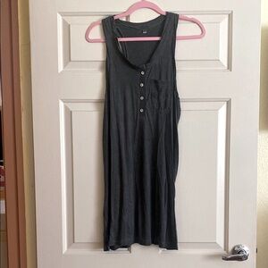 NWOT POL Sleeveless Dark Grey Button-Front Dress,Size S